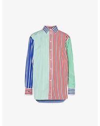 Polo Ralph Lauren - Stripe Panelled Stripe-pattern Cotton Shirt - Lyst