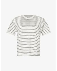FRAME - Pocket Striped Organic-linen T-shirt - Lyst