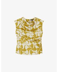 Soeur - Eclat Graphic-Print Cowl-Neck Sleeveless Silk Blouse - Lyst