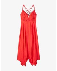 Sandro - Asymmetric V-Neck Woven Maxi Dress - Lyst