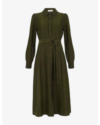 Phase Eight - Avenly Ponte Button-Front Cotton-Blend Midi Dress - Lyst
