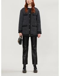 Sandro Tweed Embroidered Cardigan - Blue