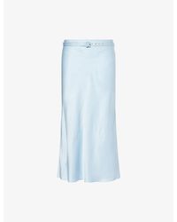 Anna October - Kama Belted Satin Midi Skirt - Lyst