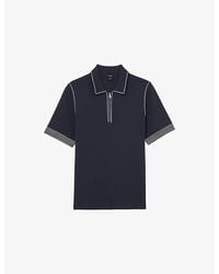 Reiss - Mason Half-Zip Short-Sleeve Stretch-Knit Polo - Lyst
