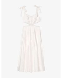 Sandro - Lace-Trim Cut-Out Linen-Blend Maxi Dress - Lyst