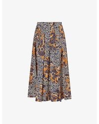Weekend by Maxmara - Floral-Print Elasticated-Waist Cotton Midi Skirt - Lyst