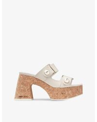 Jimmy Choo - Fayence Wedge 95 Leather Heeled Sandals - Lyst