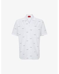 HUGO - Leisure Logo-print Relaxed-fit Cotton Poplin Shirt - Lyst