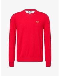 COMME DES GARÇONS PLAY - Heart Motif-Logo V-Neck Wool Jumper - Lyst