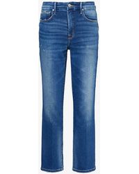 GOOD AMERICAN - Contrast-stitch Straight-leg High-rise Stretch-recycled Denim Jeans - Lyst