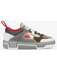 Christian Louboutin - Astroloubi Donna Panelled Leather And Suede Low-top Trainers - Lyst