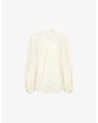 Zimmermann - Coco Embroidered Woven Blouse - Lyst