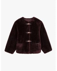 Maje - Round-Neck Relaxed-Fit Faux-Fur Jacket - Lyst