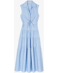 Sandro - Rhinestone-embellishment Cotton Midi Dress - Lyst