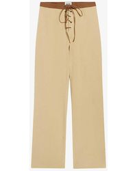 Claudie Pierlot - Lace-up Straight-leg Mid-rise Cotton And Lyocell Trousers - Lyst