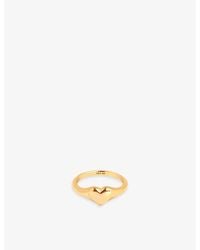 Astrid & Miyu - Heart 18Ct-Plated Sterling- Signet Ring - Lyst