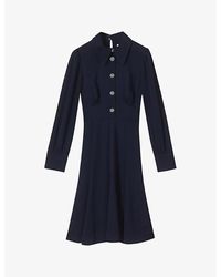 LK Bennett - Blu- Mira Pearl-Embellished Long-Sleeve Woven Mini Dress - Lyst