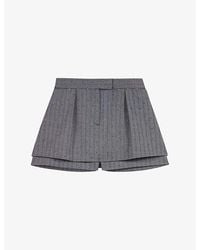 Maje - Tailored Rhinestone-Embellished Stretch-Woven Skort - Lyst