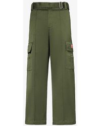 KENZO - Brand-patch Detachable-belt Straight-leg Cotton Cargo Trousers - Lyst