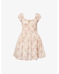 PAIGE - Rosewood Floral Cotton Mini Dress - Lyst