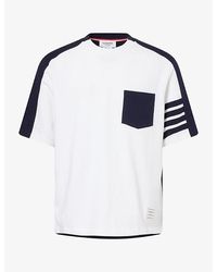 Thom Browne - Contrast-Panel Oversized Cotton T-Shirt - Lyst