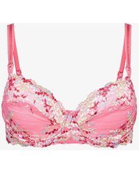 Wacoal - Embrace Floral-embroidered Underwired Stretch-lace Bra - Lyst