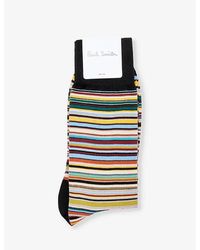 Paul Smith - Signature Stripe-pattern Cotton-blend Knitted Socks - Lyst