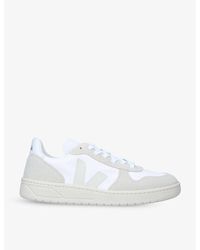 Veja - Men's V-10 Logo-embroidered Suede And Mesh Low-top Trainers - Lyst