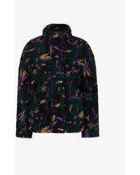 Whistles - Floral-print Funnel-neck Wool-blend Fleece Jacket - Lyst