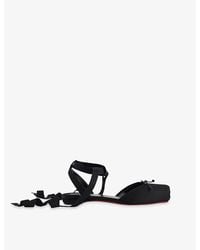 Christian Louboutin - Cassia Lace-Up Satin Ballerina Flats - Lyst