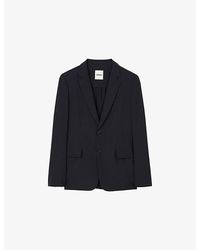 Sandro - Lapel-Collar Slim-Fit Stretch Wool-Blend Blazer - Lyst