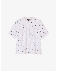 Whistles - Frill Floral-Embroidered Cotton Top - Lyst