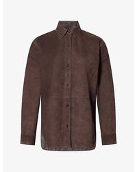 Theory - Button-Up Suede Leather Shirt - Lyst