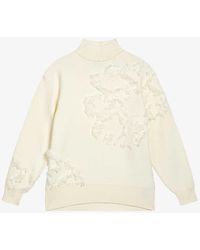Ted Baker - Chalayy Fringed-jacquard High-neck Knitted Jumper X - Lyst