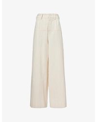 Uma Wang - Puri Stripe-pattern Wide-leg Cotton-blend Trousers - Lyst