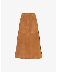 ME+EM - Luxe A-Line Suede Midi Skirt - Lyst