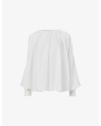eem - Gathering Wide-Sleeve Cotton Blouse - Lyst