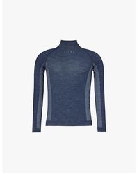 FALKE - Round-neck Brand-print Stretch-wool Blend T-shirt Xx - Lyst
