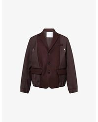 Sacai - Contrast-Panel Notch-Lapels Wool Jacket - Lyst