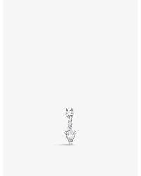 Delfina Delettrez - Micro Piercing Pavè 18ct White-gold And 0.03ct Round-diamond And 0.08ct Drop-cut Diamond Stud Earring - Lyst
