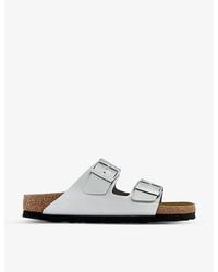 Birkenstock - Arizona Two-Strap Metallic Faux-Leather Sandals - Lyst