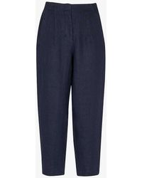 Whistles - Vy Patch-pocket Barrel-leg Mid-rise Linen Trousers - Lyst
