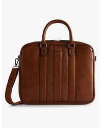 Ted Baker - Waymon Checked Logo-embellished Faux-leather Briefcase - Lyst