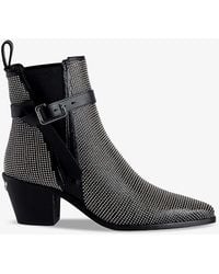 Zadig & Voltaire - Tyler Cecilia Stud-embellished Heeled Leather Ankle Boots - Lyst