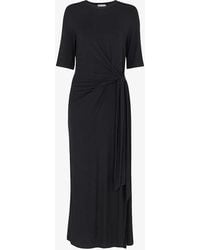 Whistles - Twist-knot Long-sleeved Stretch-jersey Midi Dress - Lyst