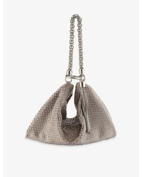 Jimmy Choo - Callie Medium Crystal-Embellished Suede Clutch Bag - Lyst