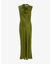 Phase Eight - Hallie Cowl-Neck Satin Midi Dress - Lyst
