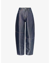 Ganni - Stary Shimmer Barrel-Leg Denim Jeans - Lyst