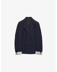 Prada - Contrast-Cuff Double-Breasted Wool Jacket - Lyst