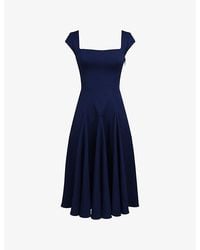 House Of Cb - Raisa Lace-Back Twill Midi Dress - Lyst